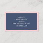 Rosa Streifenmarineblau-Ankernautischmuster Visitenkarte (Rückseite)