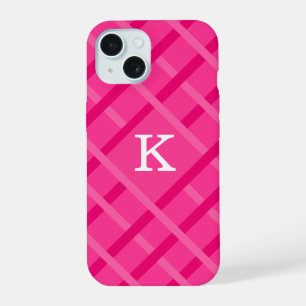 Rosa Streifenmuster-Design einzelnes Initial iPhone 15 Hülle
