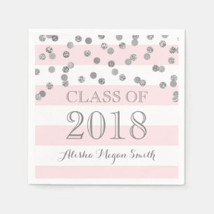 Rosa Streifensilberner Confetti-Abschluss 2018 Serviette
