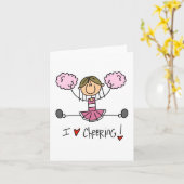 Rosa Strichmännchen Cheerleader T - Shirt und Gesc Karte (Gelbe Blume)