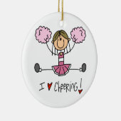 Rosa Strichmännchen-Cheerleader-T - Shirts und Keramikornament (Rechts)