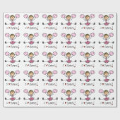 Rosa Strichmännchen-Cheerleader-Verpackungs-Papier Geschenkpapier (Flach)