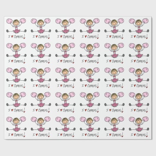 Rosa Strichmännchen-Cheerleader-Verpackungs-Papier Geschenkpapier (Flach)