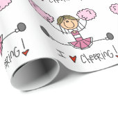Rosa Strichmännchen-Cheerleader-Verpackungs-Papier Geschenkpapier (Rolleneckpunkt)