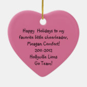 Rosa Strichmännchen-Cheerleader-Verzierung Keramik Ornament (Hinten)