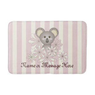 Rosa Strip Niedlich Koala Animal Cartoon Kids Badematte