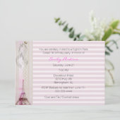 Rosa Strip Paris Themed 16 . Geburtstag Einladung (Stehend Vorderseite)