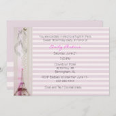 Rosa Strip Paris Themed 16 . Geburtstag Einladung (Vorne/Hinten)