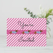 Rosa Stripe Dackel Party Einladung (Stehend Vorderseite)
