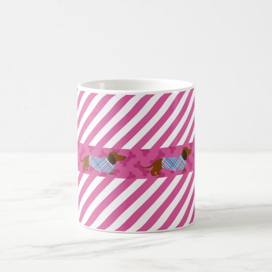 Rosa Stripe Dackel Tasse (Mittel)