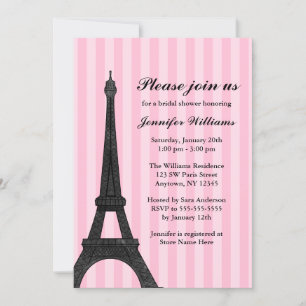 Rosa Stripe Paris Bridal Dusche Einladung
