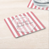 Rosa Stripes Monogramm Persoalized Rechteckiger Pappuntersetzer (angewinkelt)