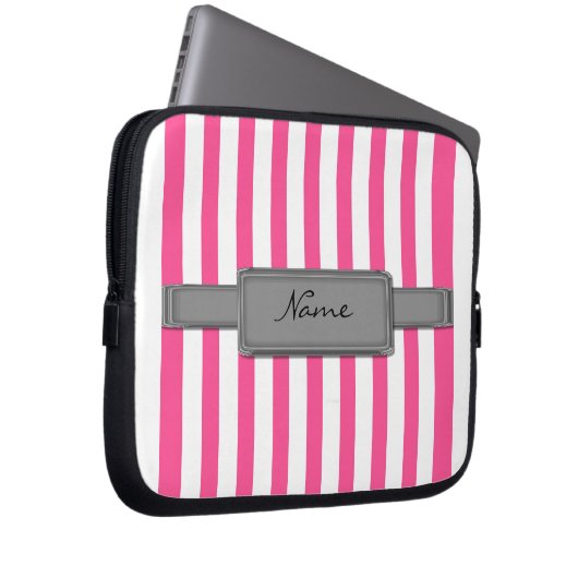 Rosa stripes Neopren-Laptop-Hülse Laptopschutzhülle (Vorne Rechts)