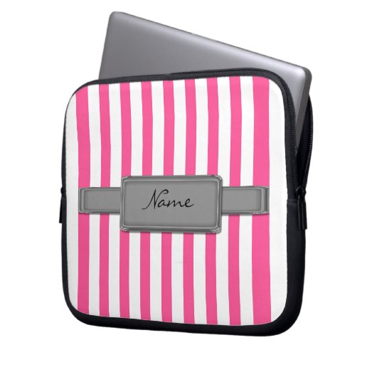 Rosa stripes Neopren-Laptop-Hülse Laptopschutzhülle (Vorderseite Links)