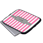 Rosa stripes Neopren-Laptop-Hülse Laptopschutzhülle (Vorne Knopf)