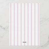 Rosa Stripte Taufe Einladung Girl Modern Bow (Rückseite)