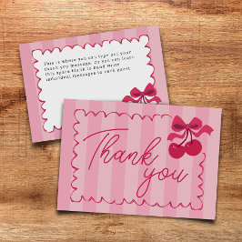 Rosa Stripte Vintage Kirschendusche Flat Dankeskarte