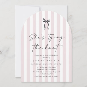 Rosa Stripter Bow Script Bridal Dusche Einladung