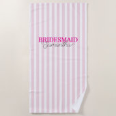 Rosa Stripter Personalisierter Skriptname Bridesma Strandtuch (Vorderseite)