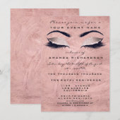 Rosa Stroke Makeup Eyes Glitzer 16. Bridal Einladung (Vorne/Hinten)
