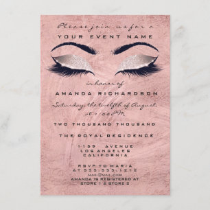 Rosa Stroke Makeup Eyes Glitzer 16. Bridal Einladung