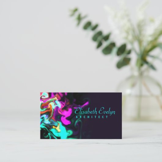 Rosa Strömung auf schwarz g788 Visitenkarte (Stehend Vorderseite)