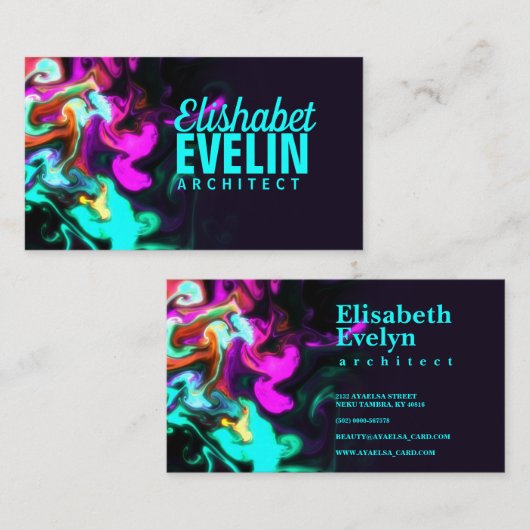 Rosa Strömung auf schwarzem Hintergrund y788 Visitenkarte (Vorne/Hinten)