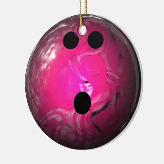 Rosa Strudel-Bowlings-Ball Keramikornament (Links)