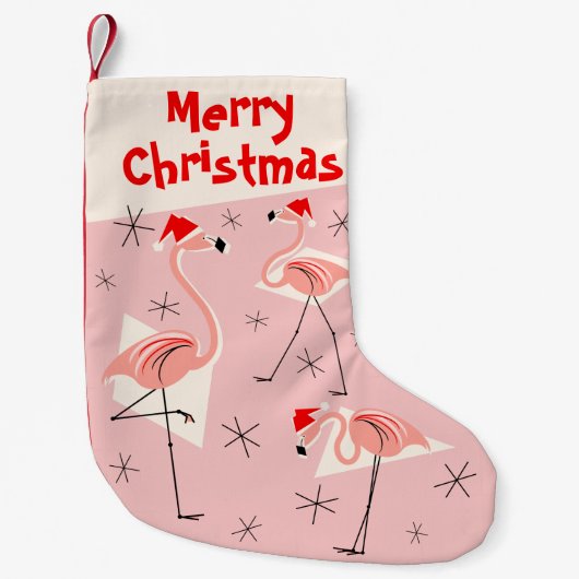 Rosa Strumpf froher Weihnachten Flamingo-Sankt Kleiner Weihnachtsstrumpf (Vorderseite)