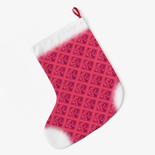 Rosa Strumpf Rose Weihnachten Strumpf Custom Großer Weihnachtsstrumpf (Rückseite (Hängend))