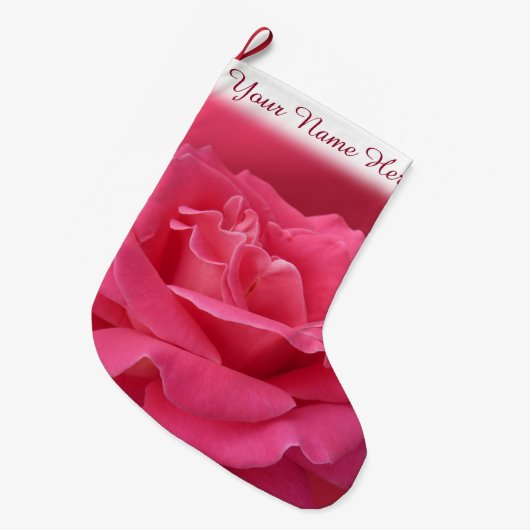 Rosa Strumpf Rose Weihnachten Strumpf Custom Großer Weihnachtsstrumpf (Vorderansicht (hängend))