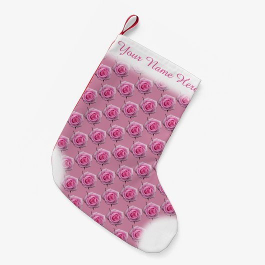 Rosa Strumpf Rose Weihnachten Strumpf Custom Kleiner Weihnachtsstrumpf (Vorderansicht (hängend))