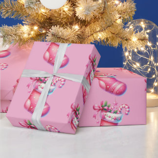 Rosa Strumpf Weihnachten Geschenkpapier