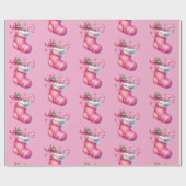 Rosa Strumpf Weihnachten Geschenkpapier (Flach)