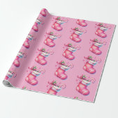 Rosa Strumpf Weihnachten Geschenkpapier (Ungerollt)