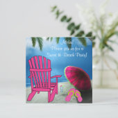 Rosa Stuhl Flip Flops Sweet 16 Beach Party Einladung (Stehend Vorderseite)