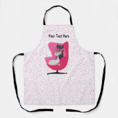 Rosa Stuhl Mitte des Jahrhunderts mit zwei Katzen Schürze (Vorderseite)