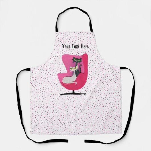 Rosa Stuhl Mitte des Jahrhunderts mit zwei Katzen  Schürze (Vorderseite)