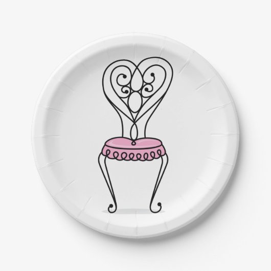 Rosa Stuhl Pappteller (Vorderseite)