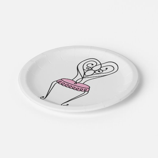 Rosa Stuhl Pappteller (Schrägansicht)