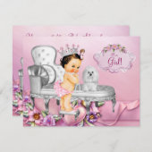 Rosa Stuhl Princess Pearl Baby Dusche Einladung (Vorne/Hinten)