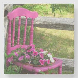 Rosa Stuhl und Blume - Martha's Vineyard Steinuntersetzer