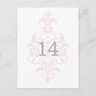 Rosa Subtile Damask Tischnummer Postkarte