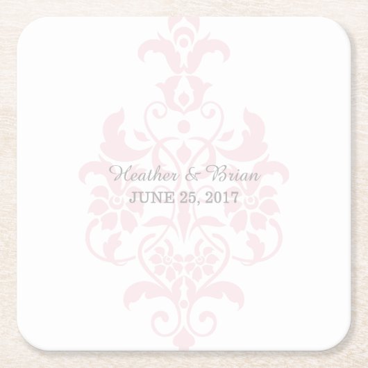 Rosa, subtile Damasketpapiere Untersetzer (Vorderseite)