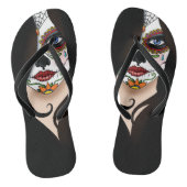 Rosa Sugar Skull Portrait Badesandalen (Fußbett)