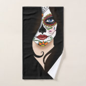 Rosa Sugar Skull Portrait Badhandtuch Set (Handtuch)