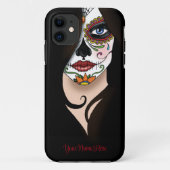 Rosa Sugar Skull Portrait Case-Mate iPhone Hülle (Rückseite)