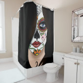 Rosa Sugar Skull Portrait Duschvorhang (Beispiel)