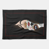 Rosa Sugar Skull Portrait Geschirrtuch (Horizontal)