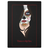 Rosa Sugar Skull Portrait Klemmbrett (Rückseite)